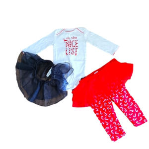 Christmas red black outfit baby Girls sz1 tulle skirt bundle of 3